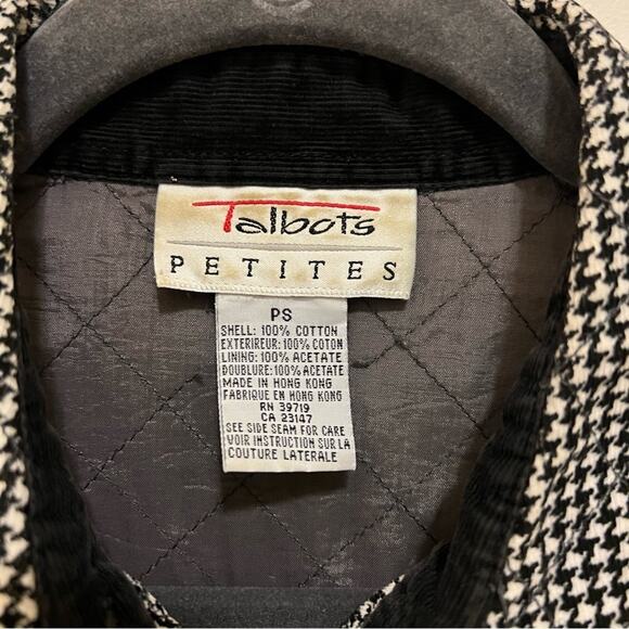 VTG Talbots quilted lined flannel Shacket Sz Small Petite houndstooth *tiny flaw - Picture 5 of 12